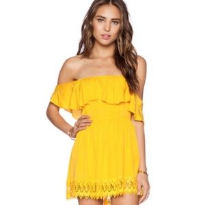 Lovers + Friends Yellow Ruffle Dress